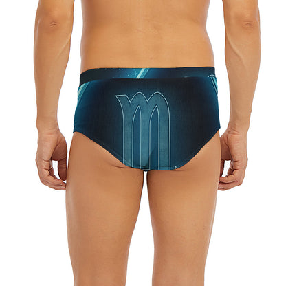 Blue Scorpio Zodiac Sign Print Men's Briefs