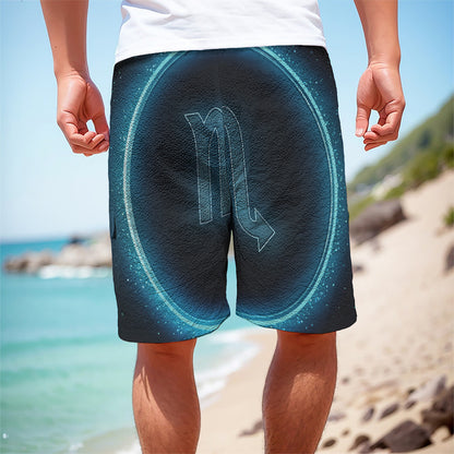 Blue Scorpio Zodiac Sign Print Men's Cargo Shorts