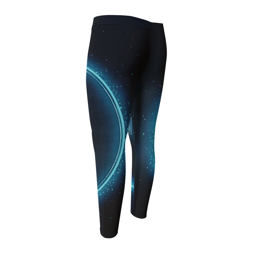 Blue Scorpio Zodiac Sign Print Men's Compression Pants