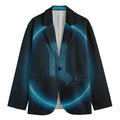 Blue Scorpio Zodiac Sign Print Men's Cotton Blazer
