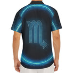 Blue Scorpio Zodiac Sign Print Men's Deep V-Neck Shirt