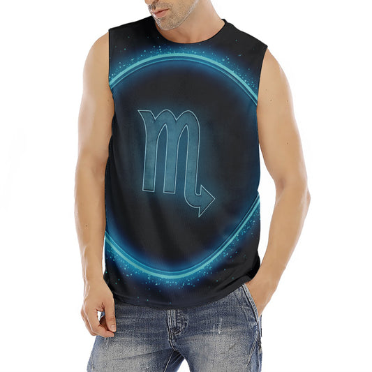 Blue Scorpio Zodiac Sign Print Men's Fitness Tank Top