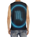 Blue Scorpio Zodiac Sign Print Men's Fitness Tank Top