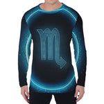 Blue Scorpio Zodiac Sign Print Men's Long Sleeve T-Shirt