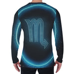 Blue Scorpio Zodiac Sign Print Men's Long Sleeve T-Shirt