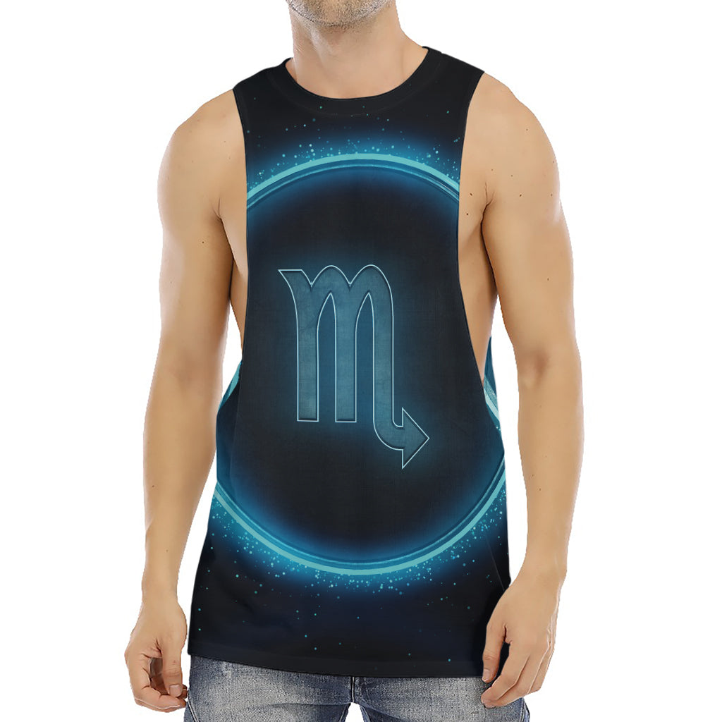 Blue Scorpio Zodiac Sign Print Men's Muscle Tank Top