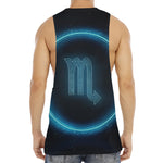 Blue Scorpio Zodiac Sign Print Men's Muscle Tank Top