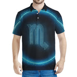Blue Scorpio Zodiac Sign Print Men's Polo Shirt