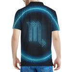 Blue Scorpio Zodiac Sign Print Men's Polo Shirt