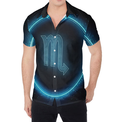 Blue Scorpio Zodiac Sign Print Men's Shirt