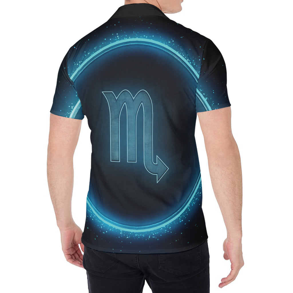 Blue Scorpio Zodiac Sign Print Men's Shirt