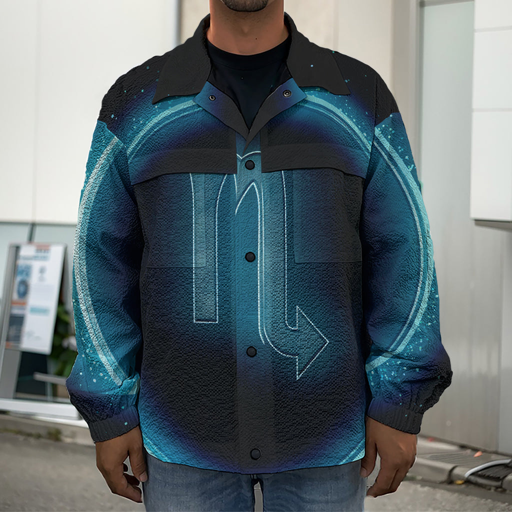 Blue Scorpio Zodiac Sign Print Men's Shirt Jacket
