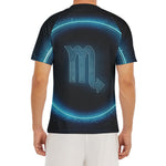 Blue Scorpio Zodiac Sign Print Men's Short Sleeve Rash Guard