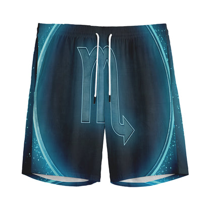 Blue Scorpio Zodiac Sign Print Men's Sports Shorts