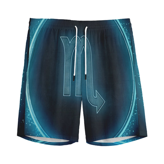 Blue Scorpio Zodiac Sign Print Men's Sports Shorts