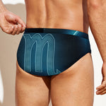 Blue Scorpio Zodiac Sign Print Men's Swim Briefs