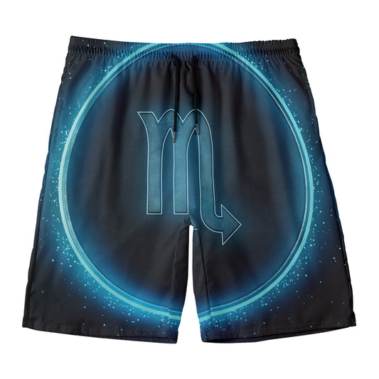 Blue Scorpio Zodiac Sign Print Men's Swim Trunks