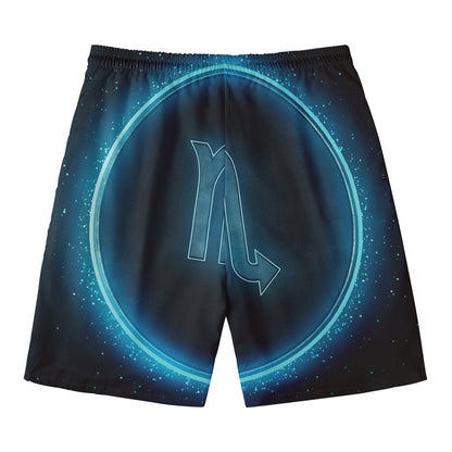 Blue Scorpio Zodiac Sign Print Men's Swim Trunks
