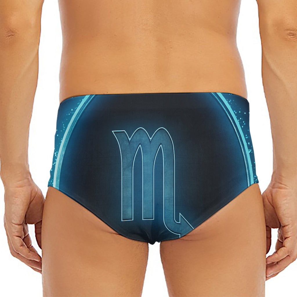 Blue Scorpio Zodiac Sign Print Men's Triangle Swim Briefs
