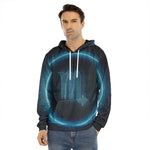Blue Scorpio Zodiac Sign Print Men's Velvet Pullover Hoodie