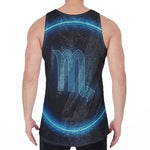 Blue Scorpio Zodiac Sign Print Men's Velvet Tank Top