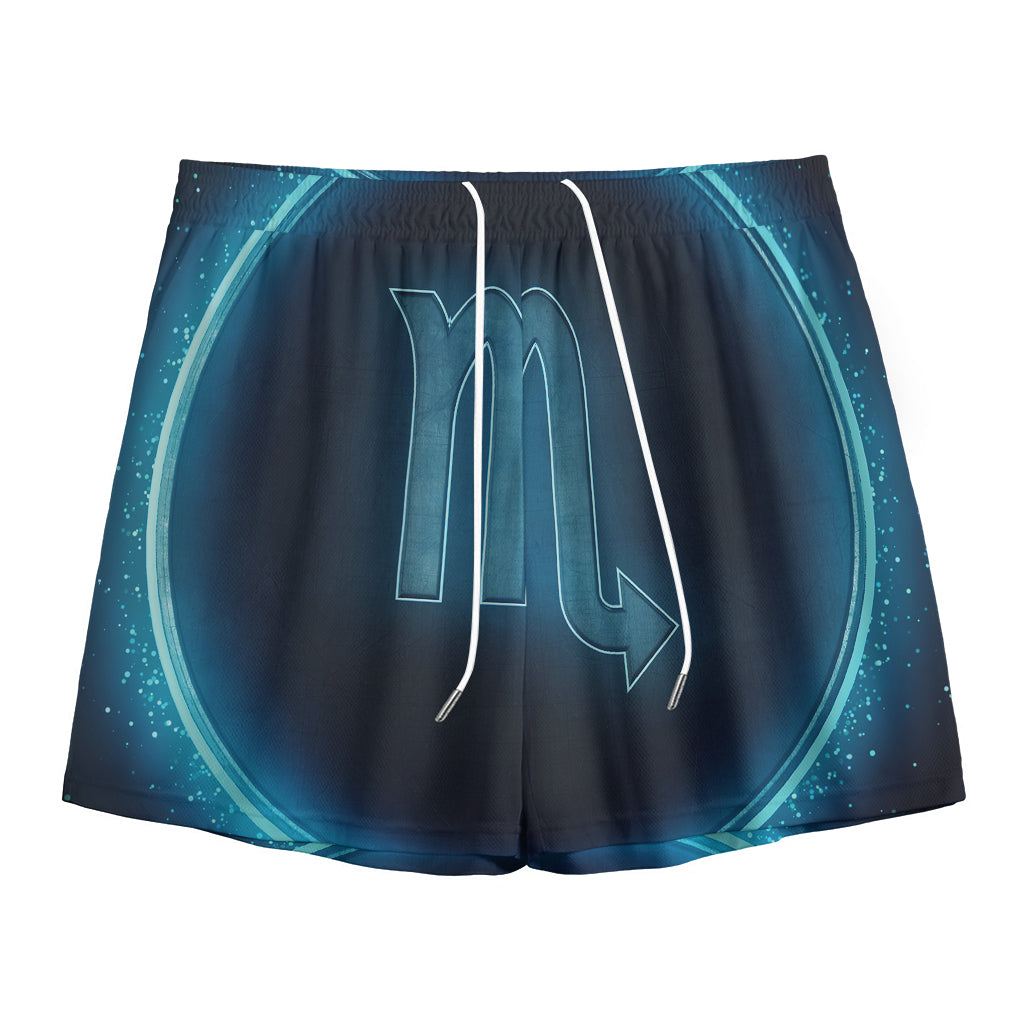 Blue Scorpio Zodiac Sign Print Mesh Shorts
