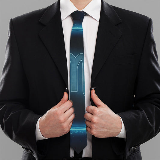 Blue Scorpio Zodiac Sign Print Necktie