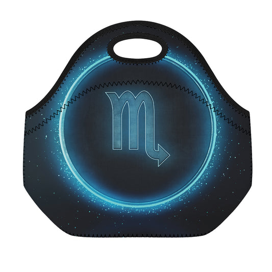 Blue Scorpio Zodiac Sign Print Neoprene Lunch Bag