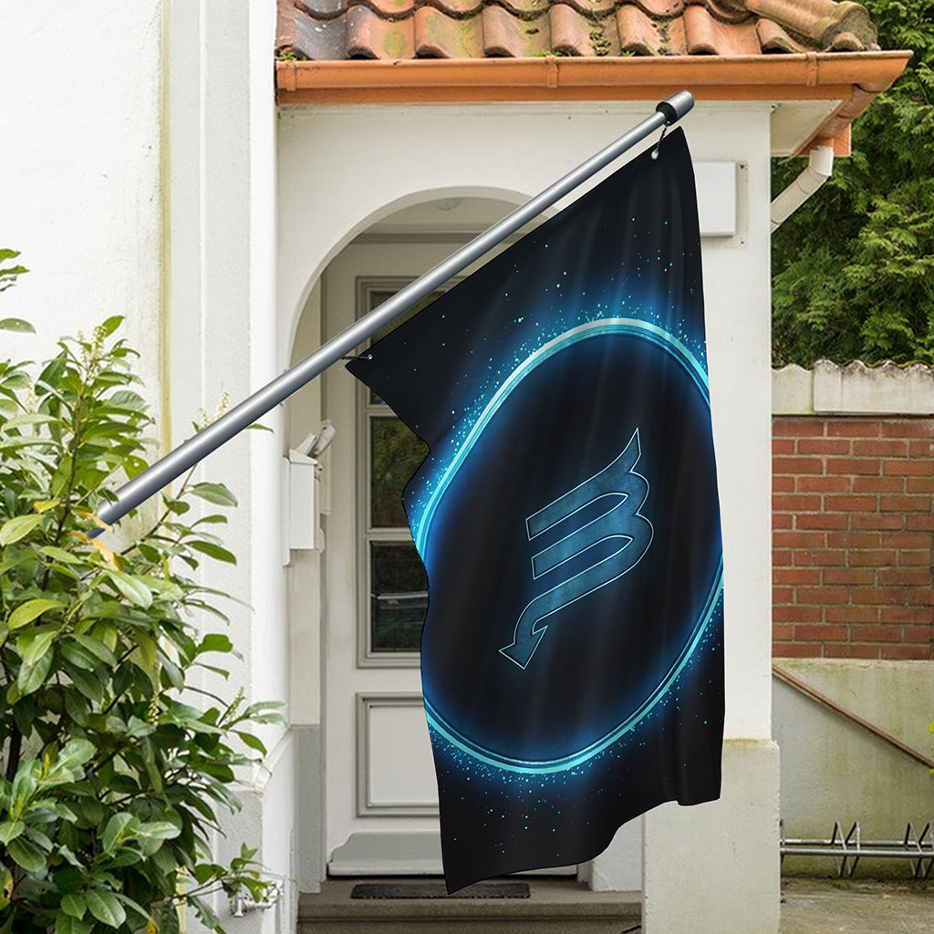 Blue Scorpio Zodiac Sign Print Polyester Flag