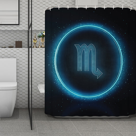 Blue Scorpio Zodiac Sign Print Polyester Shower Curtain