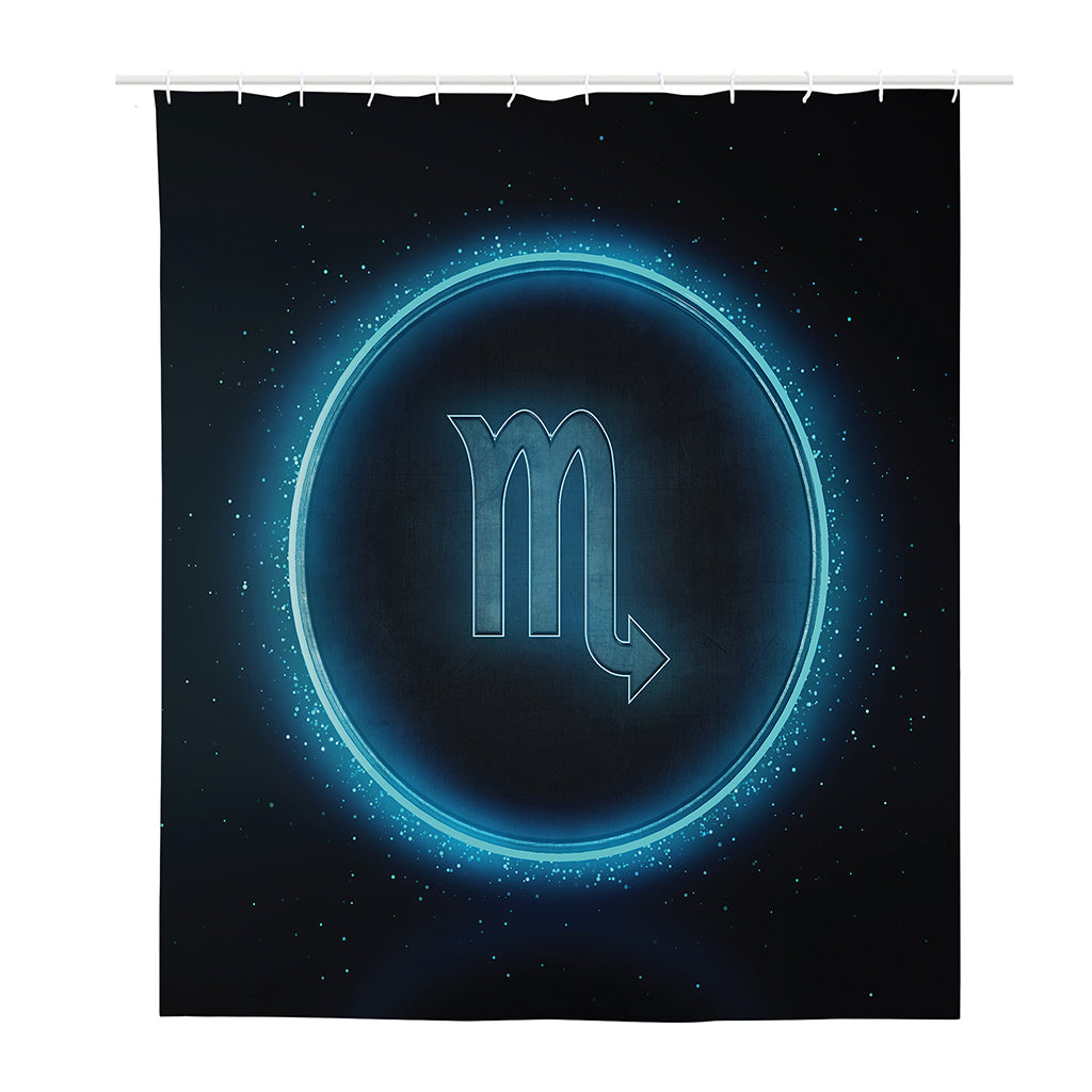 Blue Scorpio Zodiac Sign Print Polyester Shower Curtain
