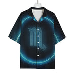 Blue Scorpio Zodiac Sign Print Rayon Hawaiian Shirt