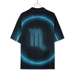 Blue Scorpio Zodiac Sign Print Rayon Hawaiian Shirt