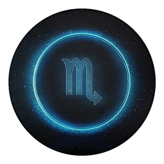 Blue Scorpio Zodiac Sign Print Round Blanket