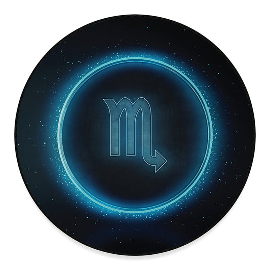 Blue Scorpio Zodiac Sign Print Round Floor Mat