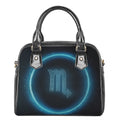 Blue Scorpio Zodiac Sign Print Shoulder Handbag