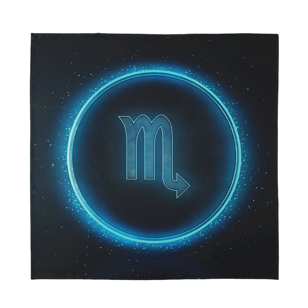 Blue Scorpio Zodiac Sign Print Silk Bandana