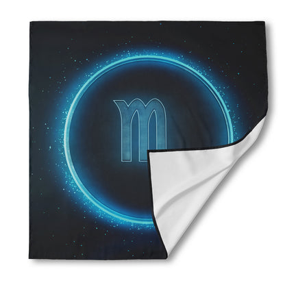 Blue Scorpio Zodiac Sign Print Silk Bandana