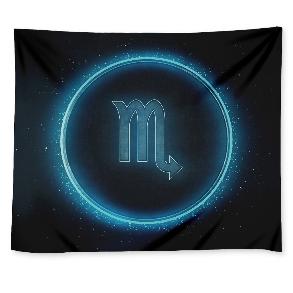 Blue Scorpio Zodiac Sign Print Tapestry