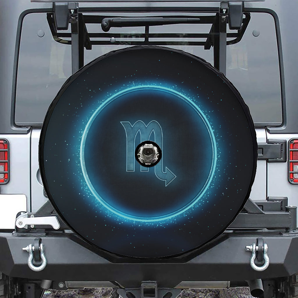 Blue Scorpio Zodiac Sign Print Tire Cover With Camera Hole