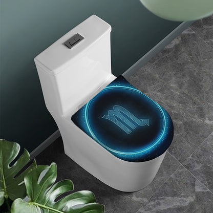 Blue Scorpio Zodiac Sign Print Toilet Lid Cover