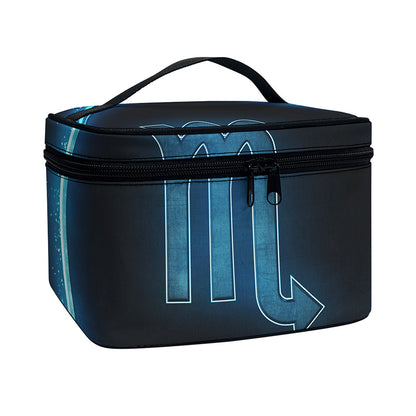 Blue Scorpio Zodiac Sign Print Travel Makeup Bag