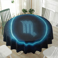 Blue Scorpio Zodiac Sign Print Waterproof Round Tablecloth