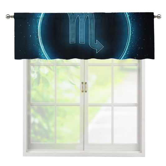 Blue Scorpio Zodiac Sign Print Window Valance