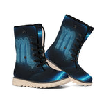 Blue Scorpio Zodiac Sign Print Winter Boots
