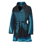 Blue Scorpio Zodiac Sign Print Women's Bathrobe