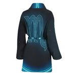 Blue Scorpio Zodiac Sign Print Women's Bathrobe