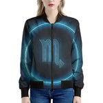 Blue Scorpio Zodiac Sign Print Women's Bomber Jacket