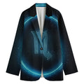 Blue Scorpio Zodiac Sign Print Women's Cotton Blazer
