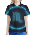 Blue Scorpio Zodiac Sign Print Women's Polo Shirt